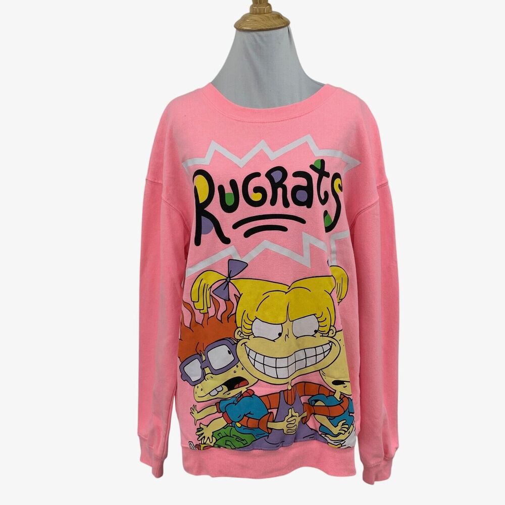 Nickelodeon Sweatshirt Womens L Large Bubblegum RugRats Big Graphic Pullover